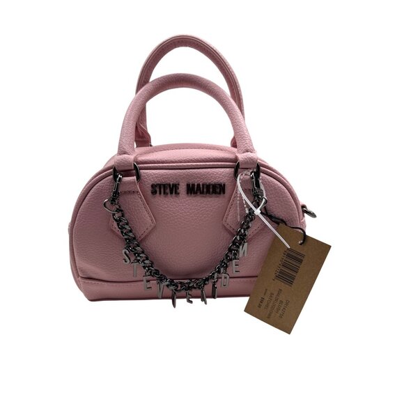 Steve Madden Mini Pink Satchel With Chain Accents Removable Strap Stylish - Picture 6 of 10